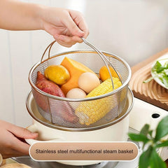 Multifunctional Steamer Basket Stainless Steel Colander Deep Fry Basket