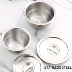 2pcs Stainless Steel Steaming Egg Bowl with Lid