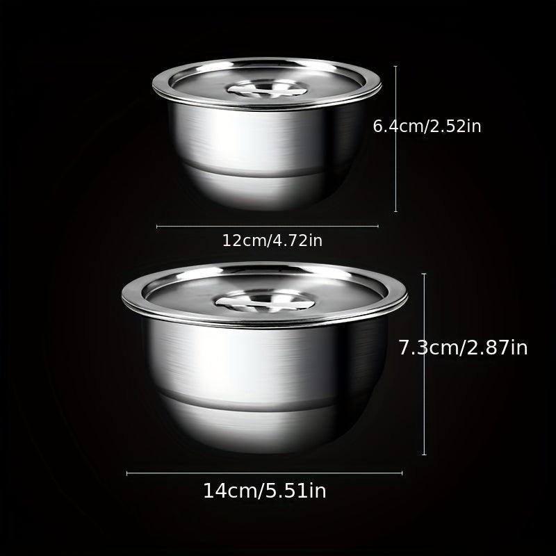 2pcs Stainless Steel Steaming Egg Bowl with Lid