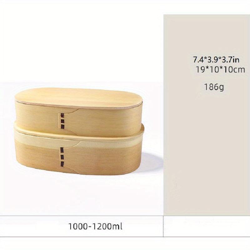 1pc Oval Bento Box Wooden Lunch Box Food Containers Stylish Sushi Tableware
