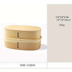 1pc Oval Bento Box Wooden Lunch Box Food Containers Stylish Sushi Tableware