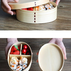 1pc Oval Bento Box Wooden Lunch Box Food Containers Stylish Sushi Tableware