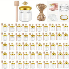 Mini Glass Honey Jars with Dipper and Bee Pendants