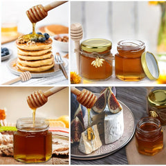 Mini Glass Honey Jars with Dipper and Bee Pendants
