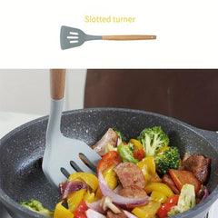 Silicone Kitchen Utensils Set - Slotted Spatula & Spoon
