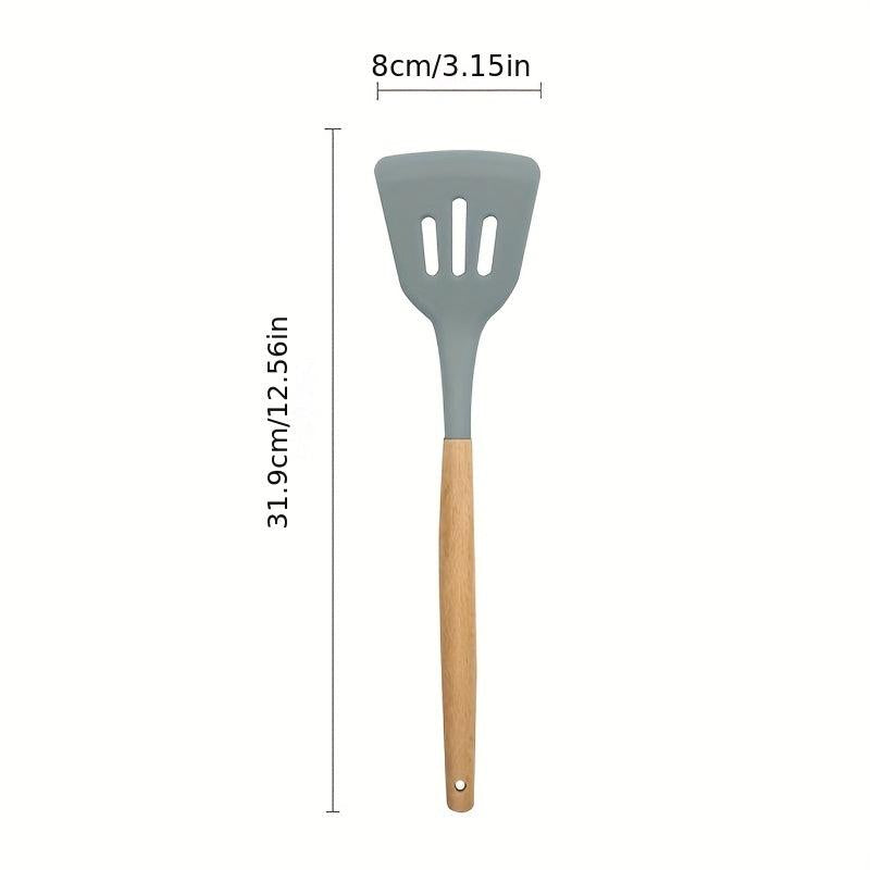 Silicone Kitchen Utensils Set - Slotted Spatula & Spoon