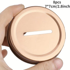 8pcs 70mm Stainless Steel Jar Lids - Storage and Piggy Bank Caps