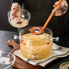Glass Cooking Saucepan with Cover for Pasta Noodle Soup