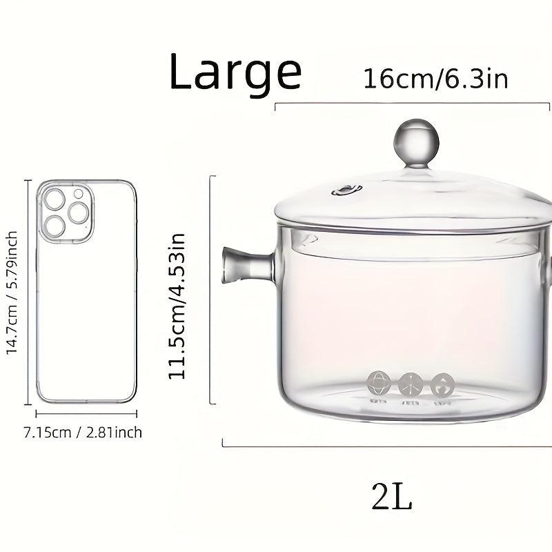 Glass Cooking Saucepan with Cover for Pasta Noodle Soup