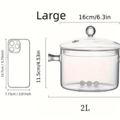 Glass Cooking Saucepan with Cover for Pasta Noodle Soup