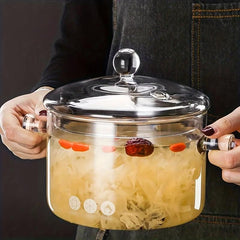 Glass Cooking Saucepan with Cover for Pasta Noodle Soup