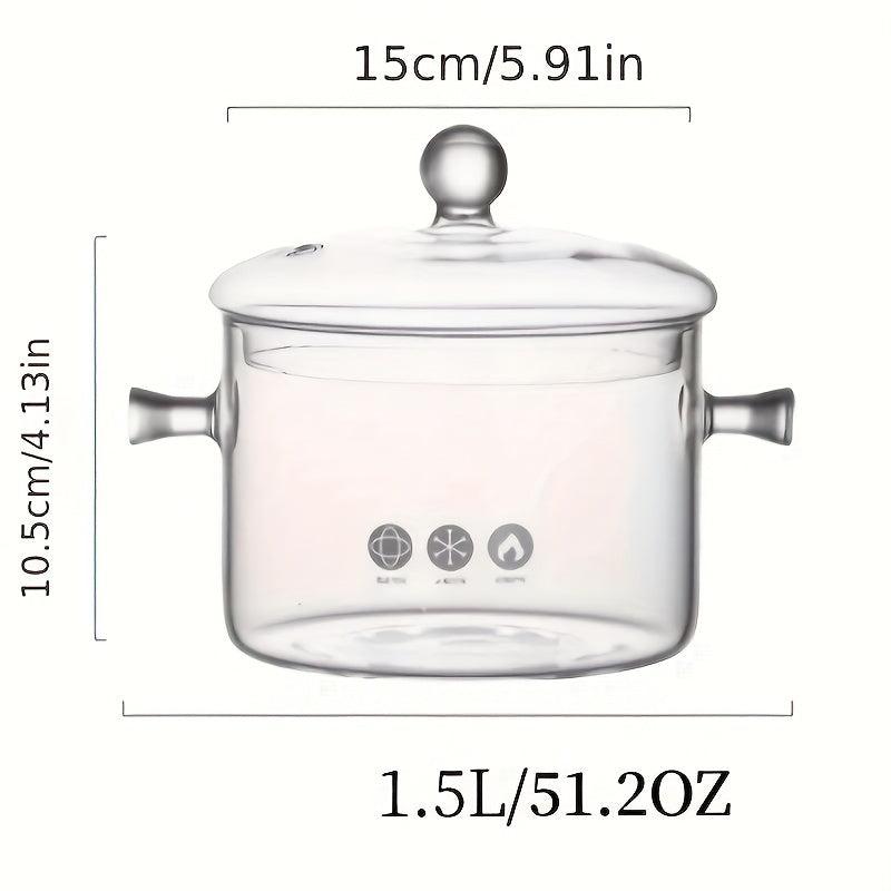 Glass Cooking Saucepan with Cover for Pasta Noodle Soup