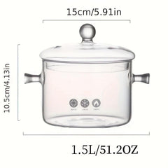 Glass Cooking Saucepan with Cover for Pasta Noodle Soup
