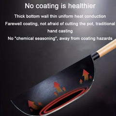 32cm Chinese Iron Wok Non Stick Frying Pot for Gas Stove & Induction Cooktop