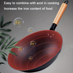 32cm Chinese Iron Wok Non Stick Frying Pot for Gas Stove & Induction Cooktop