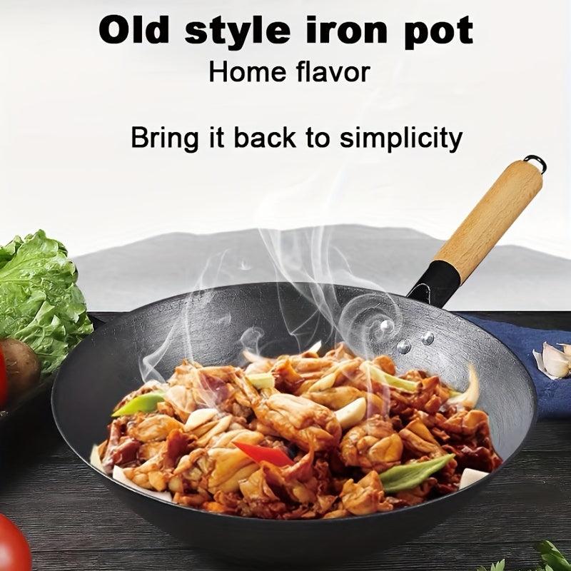 32cm Chinese Iron Wok Non Stick Frying Pot for Gas Stove & Induction Cooktop