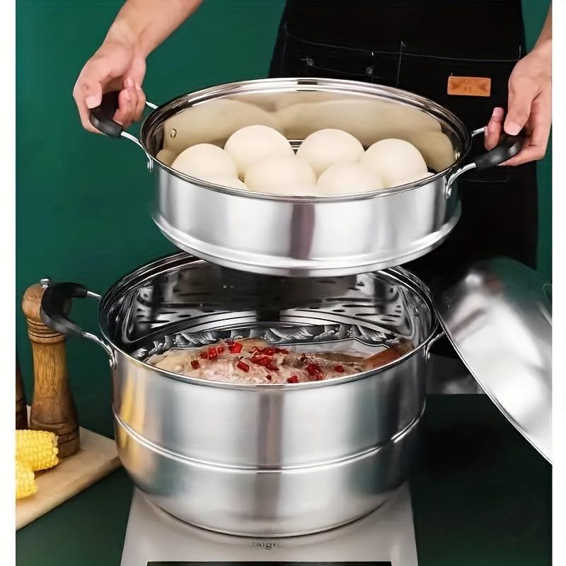 2 Tier Stainless Steel Steamer Pot 27 99cmx26 Gas Stovetop Induction