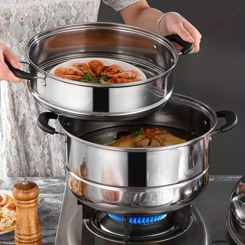 2 Tier Stainless Steel Steamer Pot 27 99cmx26 Gas Stovetop Induction