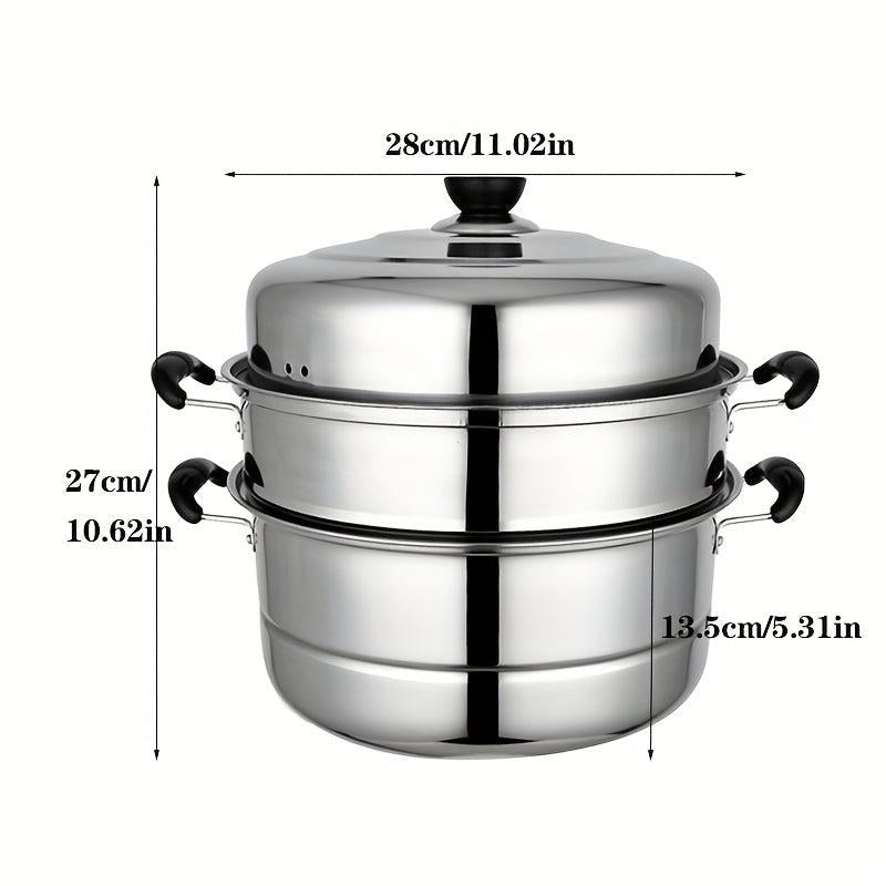 2 Tier Stainless Steel Steamer Pot 27 99cmx26 Gas Stovetop Induction