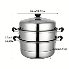 2 Tier Stainless Steel Steamer Pot 27 99cmx26 Gas Stovetop Induction