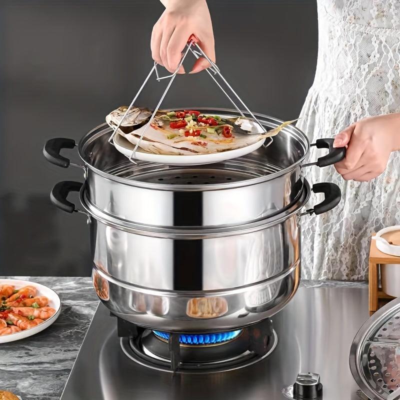 2 Tier Stainless Steel Steamer Pot 27 99cmx26 Gas Stovetop Induction