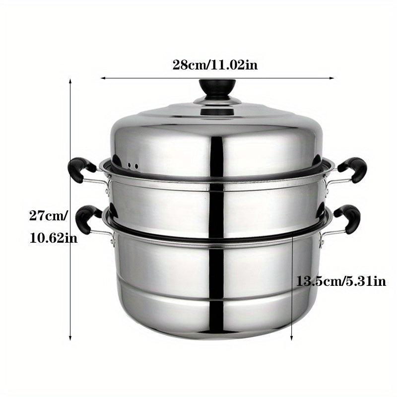 2 Tier Stainless Steel Steamer Pot 27 99cmx26 Gas Stovetop Induction