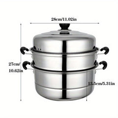 2 Tier Stainless Steel Steamer Pot 27 99cmx26 Gas Stovetop Induction