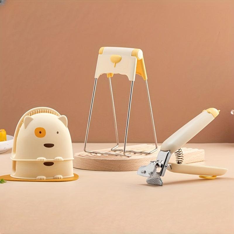 3pcs Hot Plate Gripper Stainless Steel Anti-scalding Clip Set