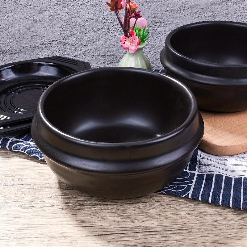 1pc Stone Bowl With Tray 6 3'' Ceramic Stone Hot Pot For Bibimbap Soup