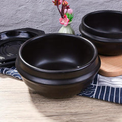 1pc Stone Bowl With Tray 6 3'' Ceramic Stone Hot Pot For Bibimbap Soup