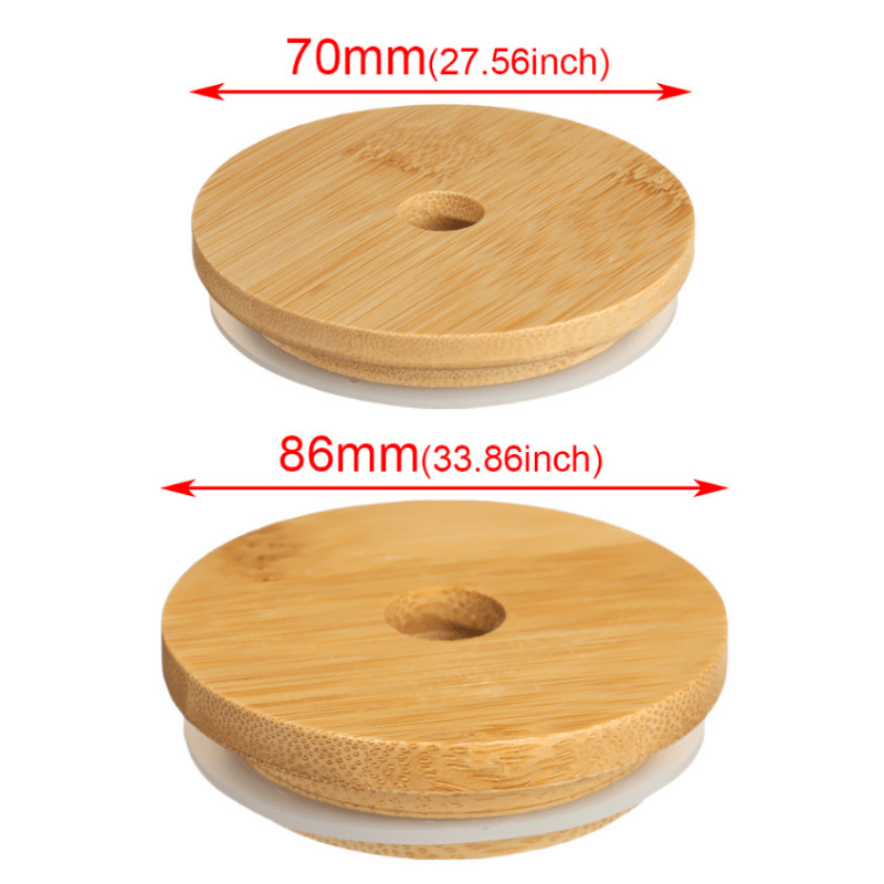 Mason Cup For Mason Jar Bamboo Wood Cap Silicone Bottle Cap Kitchen Accessories