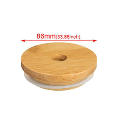 Mason Cup For Mason Jar Bamboo Wood Cap Silicone Bottle Cap Kitchen Accessories