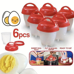 6 PCS Silicone Egg Cooker & Poacher Non-stick Microwave Boiler Mold