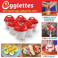 6 PCS Silicone Egg Cooker & Poacher Non-stick Microwave Boiler Mold