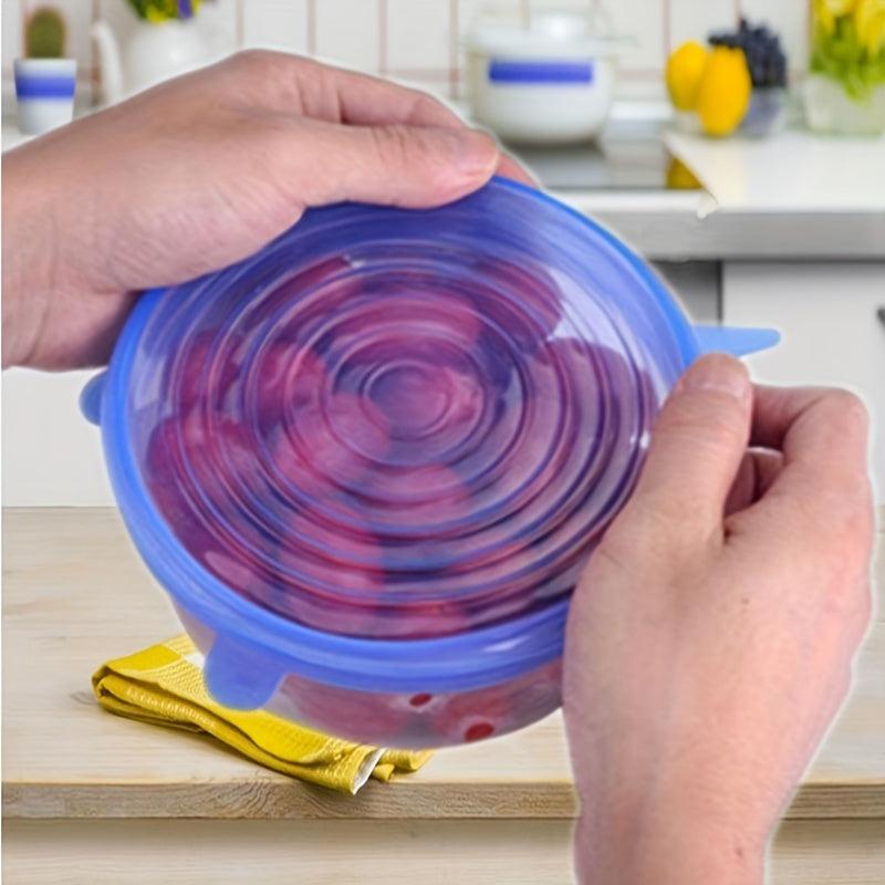6pcs Silicone Stretch Lids Food Bowl Covers Retractable Reusable