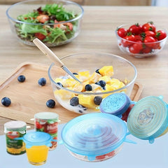 6pcs Silicone Stretch Lids Food Bowl Covers Retractable Reusable
