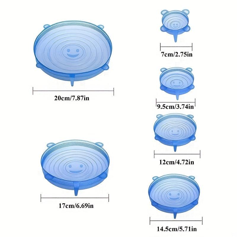 6pcs Silicone Stretch Lids Food Bowl Covers Retractable Reusable