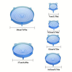 6pcs Silicone Stretch Lids Food Bowl Covers Retractable Reusable