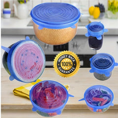 6pcs Silicone Stretch Lids Food Bowl Covers Retractable Reusable
