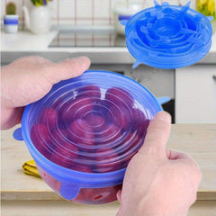 6pcs Silicone Stretch Lids Food Bowl Covers Retractable Reusable