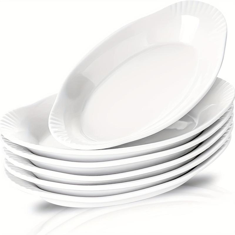 Set of 6 Ceramic Au Gratin Baking Dishes Oven Safe Porcelain Bakeware