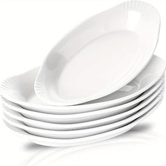 Set of 6 Ceramic Au Gratin Baking Dishes Oven Safe Porcelain Bakeware