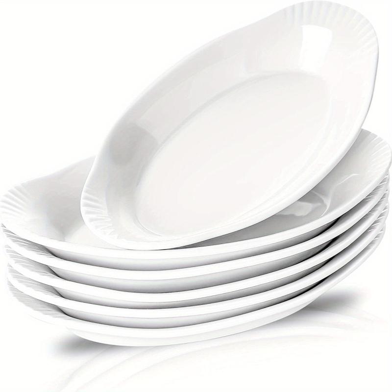 Set of 6 Ceramic Au Gratin Baking Dishes Oven Safe Porcelain Bakeware