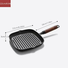 Cast Iron Square Grill Pan 22cm Pre Seasoned Skillet Pan