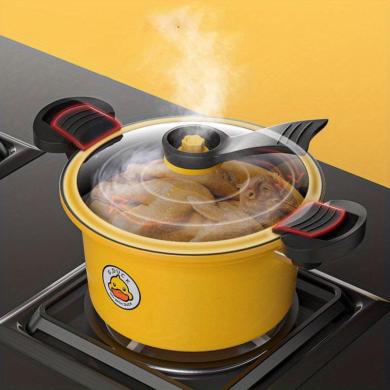 Pressure Cooker Saucepan Soup Pot Glass Cover Ergonomic Handle Braisers Stew Pot