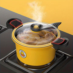 Pressure Cooker Saucepan Soup Pot Glass Cover Ergonomic Handle Braisers Stew Pot