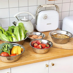 5pcs Stainless Steel Multifunctional Basins High Stainless Steel Salad Basin