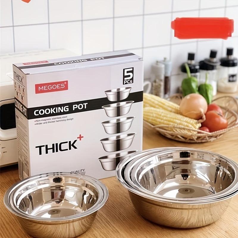 5pcs Stainless Steel Multifunctional Basins High Stainless Steel Salad Basin
