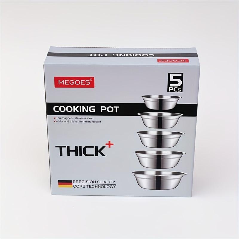 5pcs Stainless Steel Multifunctional Basins High Stainless Steel Salad Basin