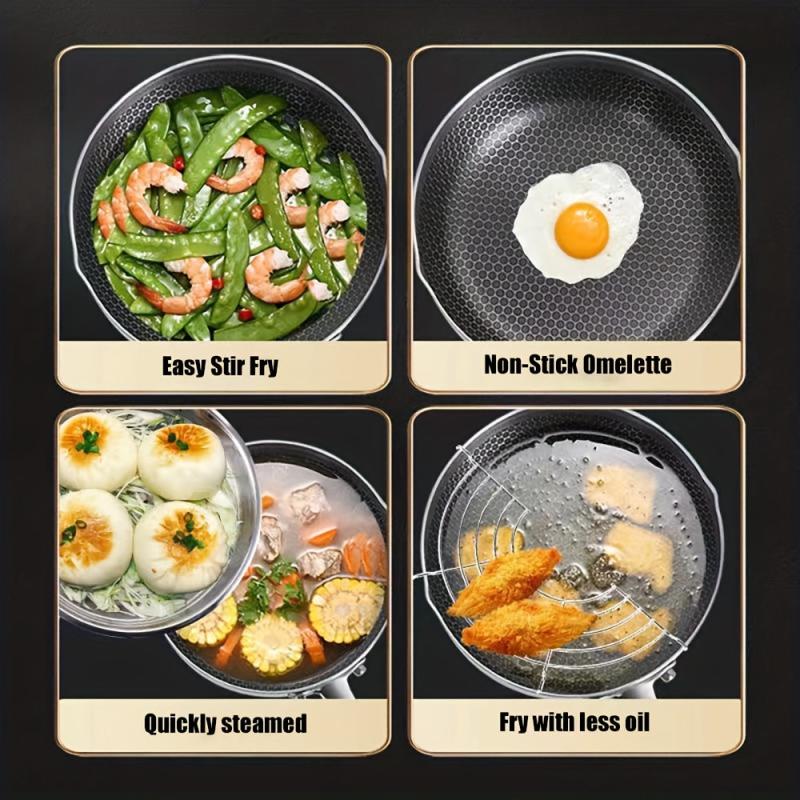 316 Stainless Steel Frying Pan with Non-stick Coating